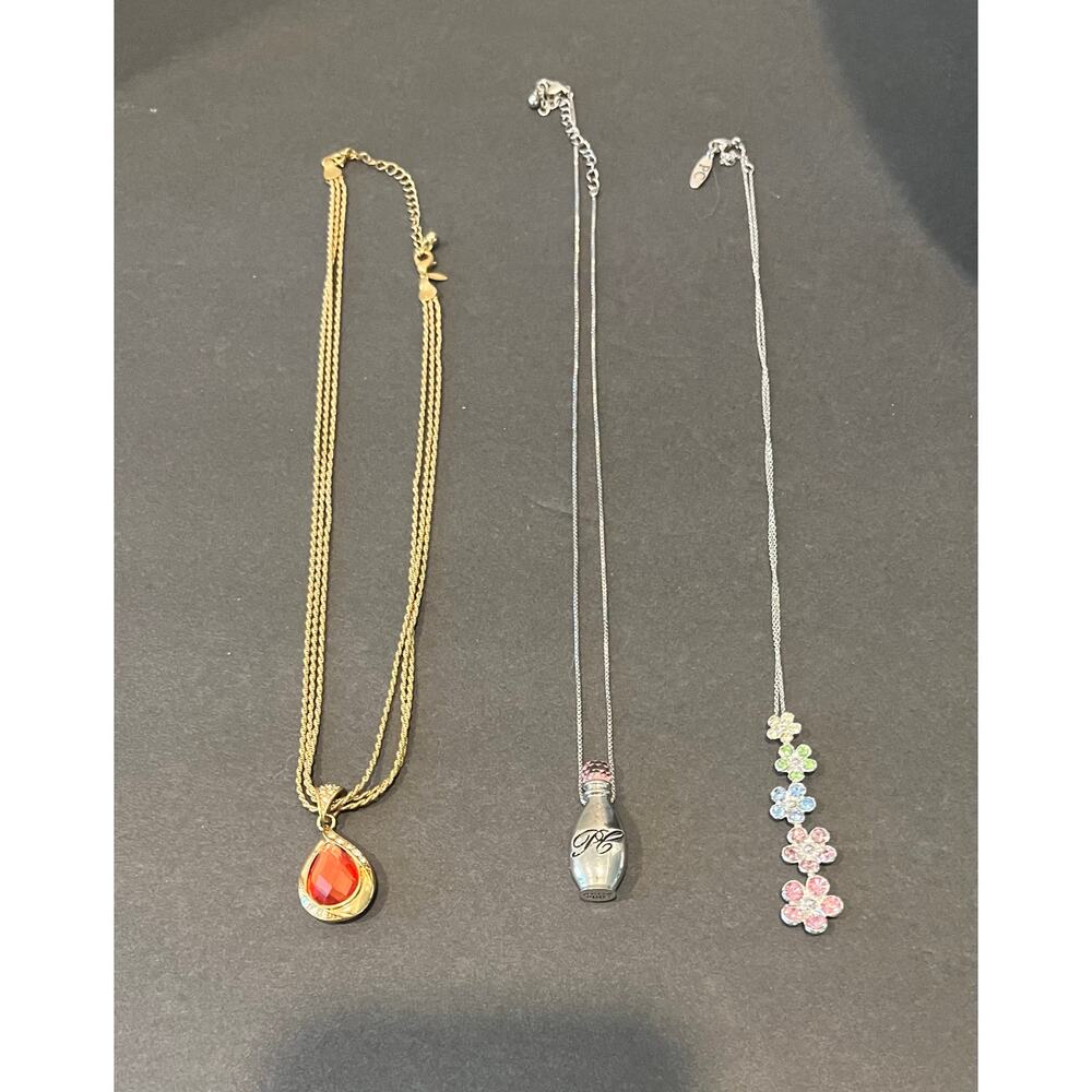 3 Avon President’s Club Gold and Silver Tone Rhinestone 18-22 Inch Necklaces